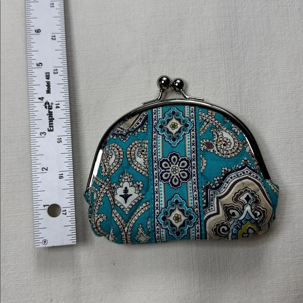 Vera Bradley Teal and‎ Navy Patterned Clutch small coin bag